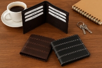 Carry your money in style. This is a double bill genuine leather bi-fold mens wallet. This  brand wallet is made of high quality cowhide. There are 6 slots for credit cards.  As this is genuine leather, please be aware that there will be some small creases and nicks in the leather but the wallet are all brand new. 