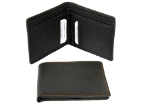 This is a genuine leather Bi-fold mens wallet. This  Brand wallet is made of high quality cowhide. It has various credit card slots. As this is genuine leather, please be aware that there will be some small creases and nicks in the leather but the wallet are all brand new. 