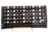 Rhinestones studded check book wallet