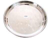 Stainless Steel 14 inches swirl round tray. Hand polished and Made in India