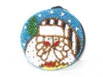 Hand Beaded Coin Purse. Top zipper closing.