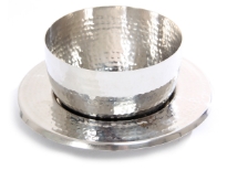 Hammered Stainless Steel Soup Bowl with Plate