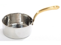 Hammered Stainless Steel Sauce Pan Dish with Brass Handle
