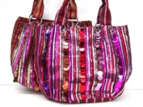Multi Colored Sequins Fabric Tote Bag with double shoulder straps.