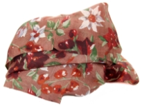 Multi colored floral print over mocha 100% silk scarf which is square shaped. Lightweight & soft in use. Made in India. 