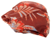 Floral print in multi colors blooms over this brown 100% silk scarf. Square shaped scarf can be used around the neck or head in any possible way. Made in India.