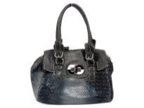 Crocodile embossed PVC double handle handbag.