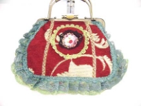 Antique Hand Beaded Lace Bag
