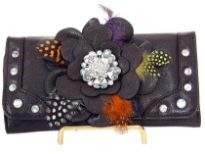Flower Feather check book wallet