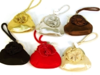 Satin Evening Bag with Metal Frame.