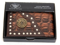 Carry your money in style. This is a genuine leather western style bi-fold men wallets. Comes in a box. As this is genuine leather, please be aware that there will be some small creases and nicks in the leather but the wallet are all brand new.