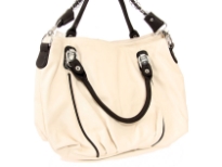 PVC Double Handle Bag. Zipper closing, inside center divider, outside back zipper pocket