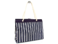 Striped canvas beach tote made with double shoulder straps.  Made of 100% Cotton. 