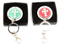 Handbag Hanger with Key Chain has a studded cross detail.