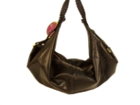 Designer Inspired Hobo Bag with a single strap and a zipper closure. Made of faux leather.