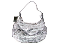 Metallic color Fashion Handbag. Top zipper closing.