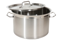 18/10 Stainless Steel Short style Stock Pot Curved Lip with Lid. 2.5 MM Extra Heavy Bottom. NSF