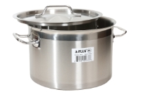 18/10 Stainless Steel Short Style Stock Pot Curved Lip with Lid. 2.5 MM Extra Heavy Bottom. NSF