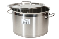 18/10 Stainless Steel Short Style Stock Pot Curved Lip with Lid. 2.5 MM Extra Heavy Bottom NSF.