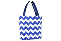 PVC Zig Zag print shopping tote. Top zipper closing.