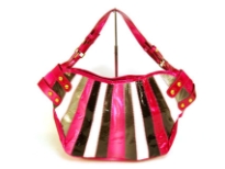 Patch work PVC Handbag. Top zipper closing.