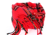 Multi Colored Plaids decorate this 100% acrylic scarf which is soft & warm to use. Can be used around the neck in multiple ways as it is narrow in width. Open end twisted fringe on the edges.