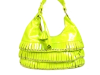 PVC fashion Hobo Handbag has studded details has a metallic texture, a top zipper closure, and a single strap. Made of faux leather.