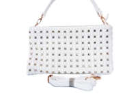 Faux leather stones & studded bag. Top Zipper closing, inside side zipper pocket, outside back zipper zipper pocket, adjustable shoulder strap included.