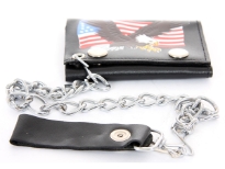 Genuine leather trucker wallet.