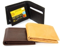 Carry your money in style. This is a genuine leather bi-fold double bill mens wallet. This wallet has 7 credit card slots, 2 ID windows and 1 center zippered pocket. There is a left lift-up flap. As this is genuine leather, please be aware that there will be some small creases and nicks in the leather but the wallet are all brand new.