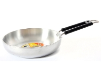 Aluminum Fry Pan with Plastic coated Heavy duty SS Wire Handle. Riveted for long life.