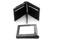Genuine Leather BI-fold men wallet. Card Slots-16, Bill Compartment-2, Zipper-1, ID Slot-1, Sheep Leather