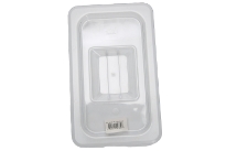Clear Polycarbonate 1/4 size solid food pan cover. NSF