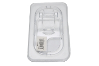 Clear Polycarbonate 1/9 size food pan open cover. NSF