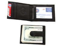 Carry your money in style. This is a genuine leather money clip with three slots inside/one slot outside for credit cards; one ID window inside. The money clip holds bills. As this is genuine leather, please be aware that there will be some small creases and nicks in the leather but the wallet are all brand new.