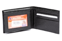 Carry your money in style. This is a faux leather bifold double bill mens wallet wallet. Features 6 credit card slots and 2 ID Windows. The faux leather is soft to the touch.