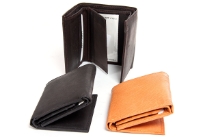 Genuine cow-hide tri-fold men wallet