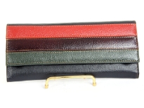 Genuine leather multi stripes ladies wallet