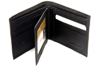Carry your money in style. This is a genuine leather bifold mens wallet with 6 credit card slots and 2 ID Windows. As this is genuine leather, please be aware that there will be some small creases and nicks in the leather but the wallet are all brand new.