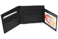 Carry your money in style. This is a genuine leather Bi-fold mens wallet with 6 credit card slots and 2 ID Windows. As this is genuine leather, please be aware that there will be some small creases and nicks in the leather but the wallet are all brand new.