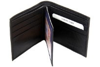 Carry your money in style. This is a genuine leather bifold mens wallet with 9 credit card slots and one ID window. As this is genuine leather, please be aware that there will be some small creases and nicks in the leather but the wallet are all brand new.