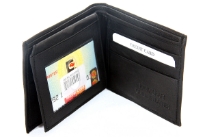 Carry your money in style. This is a genuine leather double bill bifold wallet with 6 credit card slots and 2 ID windows on the left flap.