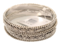 Metal Bangles Size: 2/10, (6 PCS set), Silver Plating, (12 Sets in Box)
