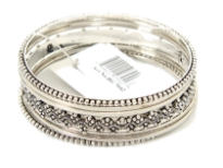 Metal Bangles Size: 2/10, (7 PCS Set) Silver Antique, (12 Sets in Box)