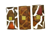 Designer Inspired Giraffe Print check book wallet has a snap closure.