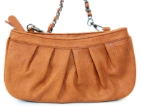 Fashion handbag has a top zipper closure, a chain shoulder strap and a floral print pattern. Made of PU (polyurethane).