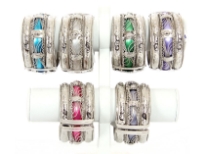 Folding Metal Bracelets Size 1.5" Broad, (12 pieces Box) Colors - White, Purple, Turquoise, Pink, Grey & Parrot Green - 2 each color