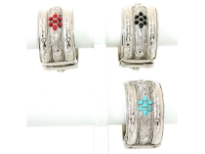 Metal Folding Bracelet Size: 1.5" Broad, (12 PCS in Box) Silver Plating, Opak Kundan work Colors: Black, Opak, Turquoise, Coral Red (4 PCS each)