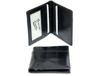Genuine leather bi-fold credit card wallet