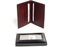 Carry your money in style. This is a genuine leather RFID Blocking credit card wallet. Features 6 credit card slots and one exterior ID window. Slim design for front or back pockets. As this is genuine leather, please be aware that there will be some small creases and nicks in the leather but the wallet are all brand new.